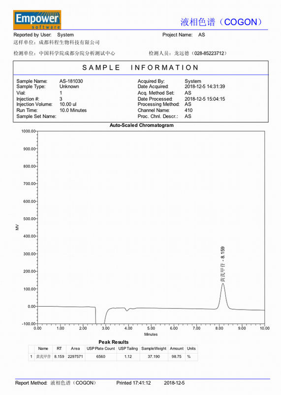 98 +٪ Astragaloside 4 Astragalus جذر Anti - Inflammatory Improving Heart Lung Function HPLC-ELSD
